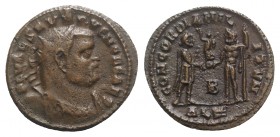 Severus II (Caesar, 305-306). Æ Radiate Fraction (22mm, 3.27g, 12h). Alexandria, 305-6. Radiate, draped and cuirassed bust r. R/ Laureate emperor stan...