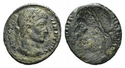 Constantine I (307/10-337). Brockage Æ (18mm, 2.07g). Uncertain mint. Laureate head r. R/ Same type incuse. Green patina, VF