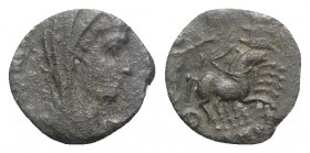 Divus Constantine I (died AD 337). Æ (12mm, 1.04g, 3h). Cyzicus(?). Veiled head r. R/ Constantine in Quadriga r., manus dei above; SMK(?). Cf. RIC VII...