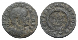 Crispus (Caesar, 316-326). Æ Follis (19mm, 2.11g, 6h). Rome, AD 321. Laureate, draped and cuirassed bust r. R/ VOT X within wreath; RT. RIC VII 238. F...