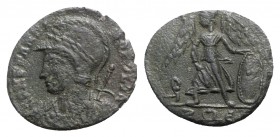 Commemorative series, c. 330-354. Æ (18mm, 2.10g, 6h). Rome, c. 333-5. Helmeted and mantled bust of Constantinople l., holding sceptre. R/ Victory sta...