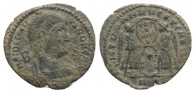 Decentius (Caesar, 350/1-353). Æ Centenionalis (22.5mm, 3.06g, 12h). Rome, 350-1. Bare-headed and cuirassed bust r.; B behind. R/ Two Victories standi...