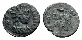 Festival of Isis, mid 4th century. Æ (13mm, 1.02g, 6h). Alexandria. Radiate and draped bust of Sol-Serapis r. R/ Anubis standing l., holding sistrum a...