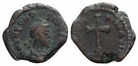Theodosius II (402-450). Æ (10mm, 1.05g). Alexandria(?). Pearl-diademed, draped and cuirassed bust r. R/ Cross; […]. Cf. RIC IX 141. Near VF