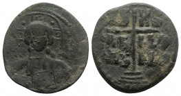 Anonymous, time of Romanus III (1028-1034). Æ 40 Nummi (31mm, 10.14g, 6h). Constantinople. Bust of Christ facing, holding Gospels. R/ Legend in three ...