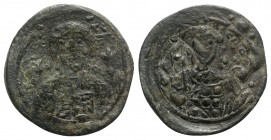 Michael VII Ducas (1071-1078). Æ 40 Nummi (28mm, 5.89g, 6h). Constantinople. Bust of Christ Pantokrator facing; star to l. and r. R/ Crowned bust of M...