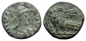 Ostrogoths, Theoderic (493-526). Æ 40 Nummi (23mm, 7.86g, 12h). Rome. Helmeted and draped bust of Roma r. R/ Eagle standing l. on ground line, head r....
