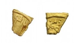 Crusaders. Kingdom of Jerusalem. Baldwin III or Amaury (1163-1174) Fragment of AV Imitation Dinar (6mm, 0.18g). Jerusalem? mint. Visible parts of the ...