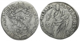 Italy, Papal States. Rome, Giulio III (1550-1555). AR Giulio (26mm, 2.57g, 3h). Arms. R/ S. Peter. Muntoni 10. VF