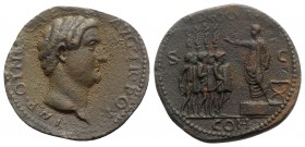 Otho (AD 69). Æ "Sestertius" (34mm, 24.41g, 6h). “Paduan Medal” after Giovanni Cavino, 1500-1570. Bare head r. R/ Emperor standing l. atop platform, a...