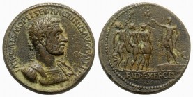 Macrinus (217-218). Cast Æ "Medallion" (35.5mm, 30.15g, 6h). “Paduan” medal. Later cast after Giovanni Cavino (1500-1570). Laureate and cuirassed bust...