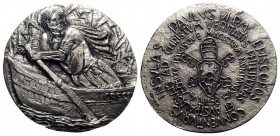 Pope Paul VI (Giovanni Battista Montini), 1963-1978. Medal 1970. Inc: E. Greco, AG, 70.47gr, 45mm. Christ on galley, GRECO. R/ PAVLVS VI P M EPISCOPOS...