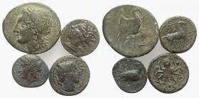 Sicily, lot of 4 Æ Greek coins, to be catalog. Lot sold as is, no return