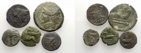 Mixed lot of 5 Æ coins, including Greek and Roman Republican, to be catalog. Lot sold as is, no return