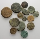 Lot of 14 Roman Republican Æ coins, two flans cut, to be catalog. Lot sold as is, no return