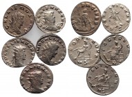 Lot of 5 Roman Imperial Antoninianii (Gallienus), to be catalog. Lot sold as is, no return