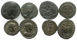 Lot of 4 Roman Imperial coins, including 2 Antoninianii (Aurelian and Claudius II) and 2 Æ (Constantius II and Julian II). Lot sold as is, no return