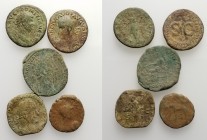 Mixed lot of 5 Roman Imperial (4) and Early Medieval (1, Ostrogoths) coins, to be catalog. Lot sold as is, no return