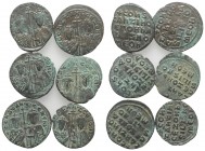 Lot of 6 Byzantine Æ Folles (Constantine VII with Zoe). Lot sold as is, no return