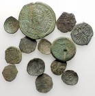 Lot of 13 Byzantine and Italian Medieval Æ coins, to be catalog. Lot sold as is, no return