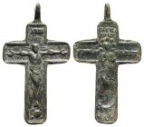 Modern Bronze Crucifix with suspension loop, c. 17-18th century (44mm, 3.38g). Green patina, perfect preservation