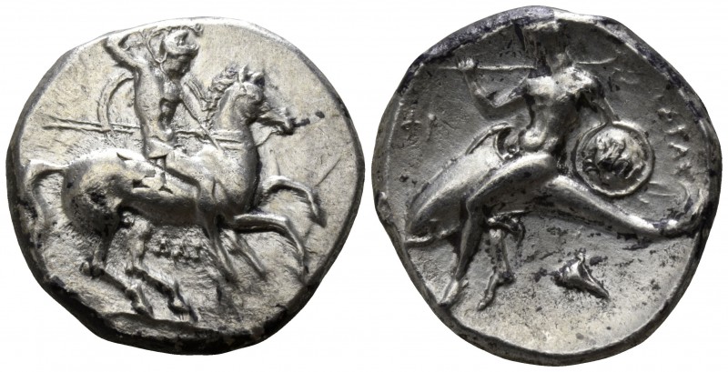 Calabria. Tarentum. ΔΑΙ- (Dai-), magistrate circa 302-290 BC.
Nomos AR

20mm....