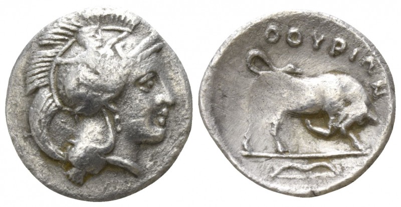 Lucania. Thourioi circa 400-350 BC.
1/12 Stater AR

13mm., 0,69g.

Head of ...