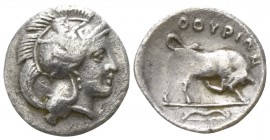 Lucania. Thourioi circa 400-350 BC. 1/12 Stater AR