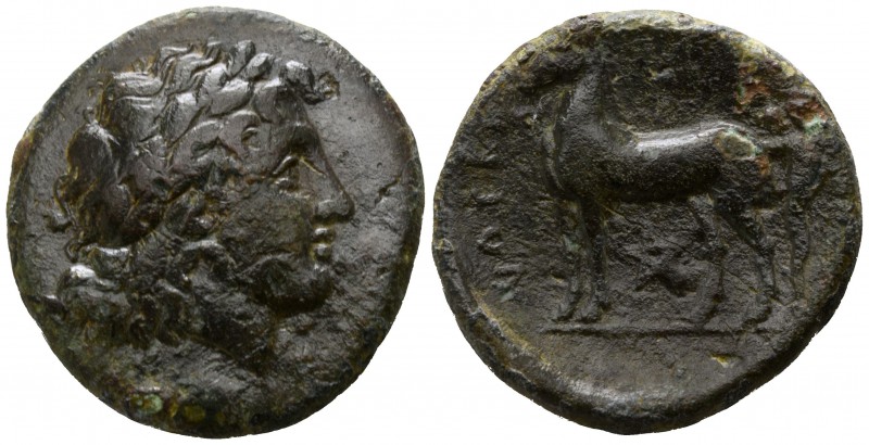 Bruttium. Nuceria circa 225-220 BC.
Bronze Æ

21mm., 9,99g.

Laureate head ...