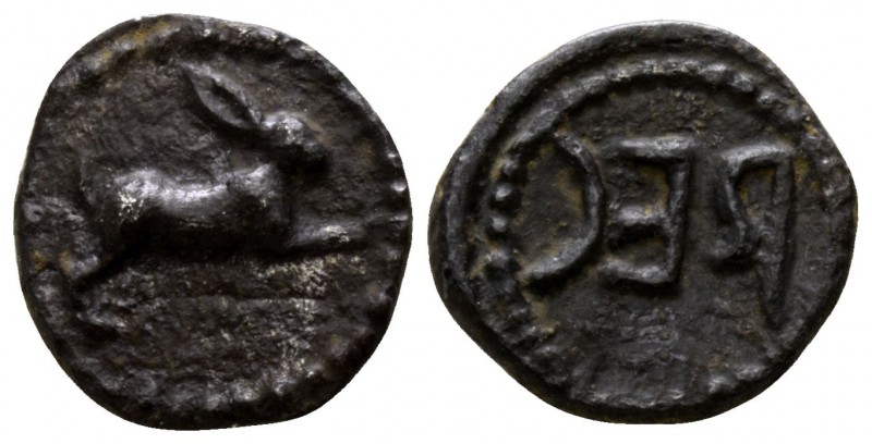 Bruttium. Rhegion circa 494-461 BC.
Litra AR

9mm., 0,69g.

Hare springing ...