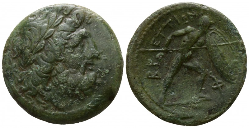 Bruttium. The Brettii circa 211-208 BC.
Reduced Uncia Æ

20mm., 6,78g.

Lau...
