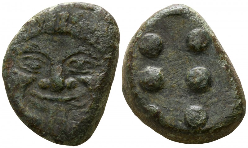 Sicily. Kamarina circa 430-420 BC.
Cast coinage Æ

24mm., 17,93g.

Gorgonei...