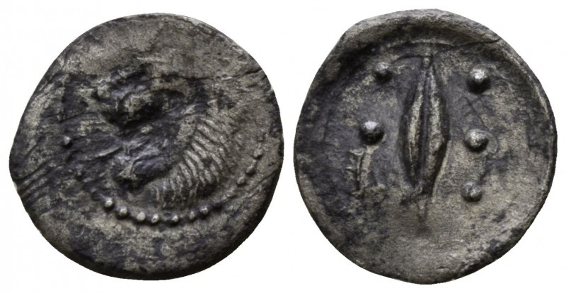 Sicily. Leontinoi circa 470 BC.
Hemilitron AR

10mm., 0,34g.

Forepart of l...