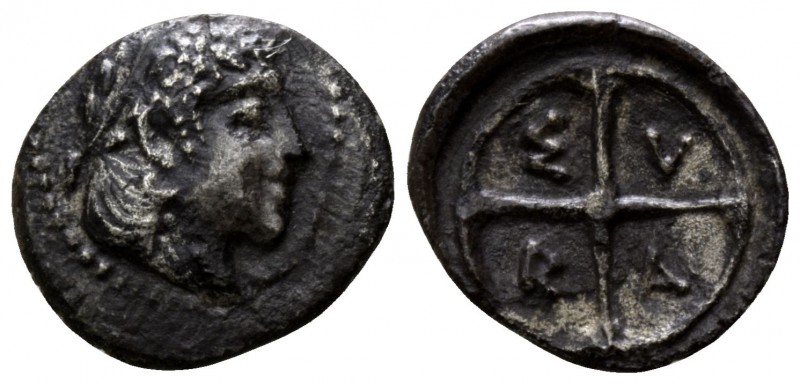 Sicily. Syracuse circa 470 BC.
Litra AR

10mm., 0,61g.

Head of Arethusa ri...