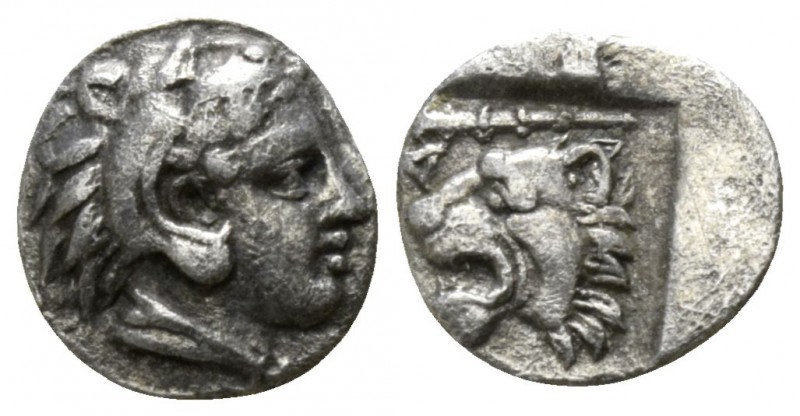 Kings of Macedon. . Archelaos 419-399 BC.
Obol AR, reduced standard. 

6mm., ...