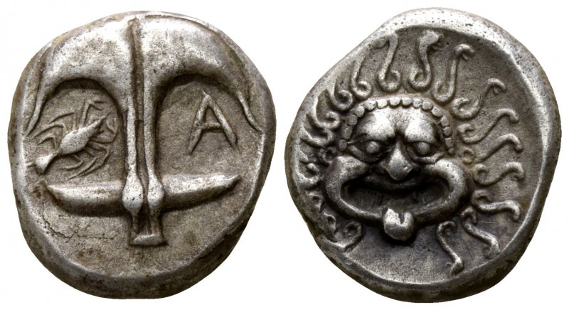 Thrace. Apollonia Pontica circa 420-350 BC.
Drachm AR

12mm., 3,38g.

Uprig...