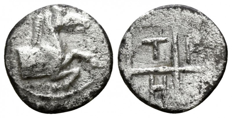 Thrace. Trierus circa 450-400 BC.
Hemiobol AR

8mm., 0,37g.

Forepart of a ...