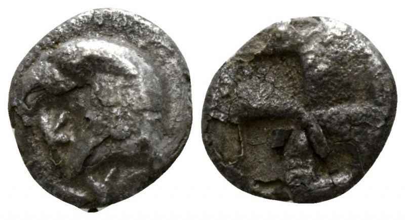 Aeolis. Kyme circa 450-400 BC.
Hemiobol AR

8mm., 0,43g.

Head of eagle lef...