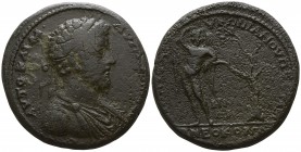 Mysia. Pergamon . Commodus AD 180-192, M. Ai. Glykonianos, strategos.. Medallion AE