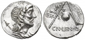 Cn. Cornelius Lentulus 76-75 BC. Possibly Spanish mint. Denarius AR
