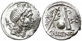 Cn. Cornelius Lentulus 76-75 BC. Possibly Spanish mint. Denarius AR