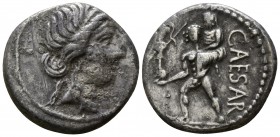 Julius Caesar 49-48 BC. Afrikan mint. Denarius AR