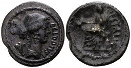 C. Clodius Vestalis 41 BC. Rome. Denar AR