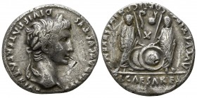 Augustus 27 BC-14 AD, (struck 7-6 BC).. Lugdunum. Denarius AR
