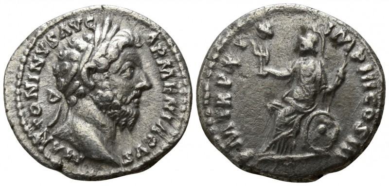 Marcus Aurelius AD 161-180. Rome
Denarius AR

17mm., 3,19g.

M ANTONINVS AV...
