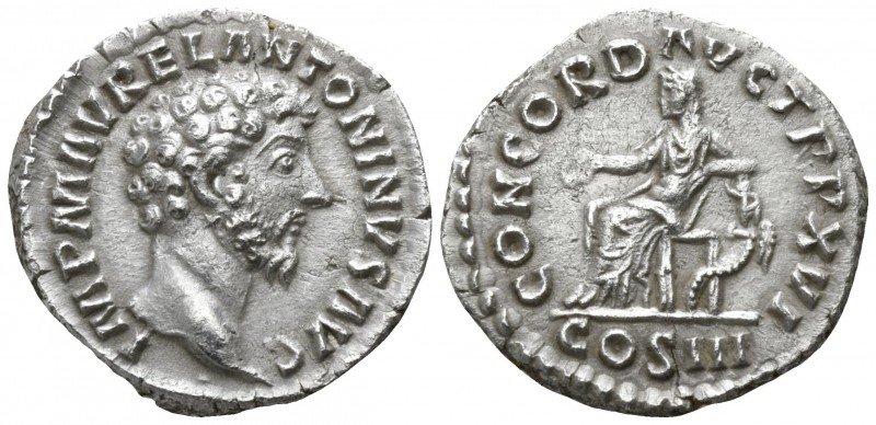 Marcus Aurelius AD 161-180. Struck AD 162. . Rome
Denarius AR

17mm., 3,22g....