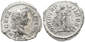 Geta AD 198-211. Struck AD 211.. Rome. Denarius AR