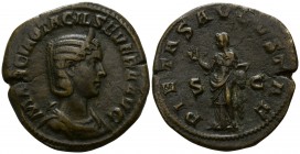 Otacilia Severa  AD 244-249, (11th emission of Philip I, AD 249). Rome, 4th officina. . Sestertius Æ
