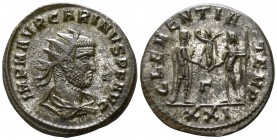 Carinus AD 283-285. Cyzicus, 3rd officina.. Antoninianus Æ silvered
