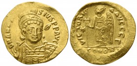 Anastasius I  AD 491-518, (struck circa AD 498-518).. Constantinople. 3rd officina.. Solidus AV